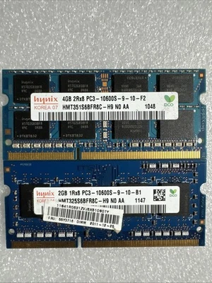 6GB (2+4GB) PC3-10600s Hynix Laptop Memory Ram - Image 1 of 4