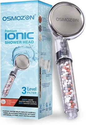 Ionic Filtered Shower Head Natural Bio Active Water Beads High Pressure 3 Modes - Image 1 of 4