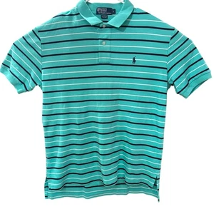 Ralph Lauren Poloshirt Herren Large Grün Gestreift Kurzarm Pony Logo Golf - Bild 1 von 10