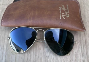 Vintage Bausch & Lomb Ray-Ban Pilotenbrille mit goldfarbenem Gestell und Lederetui - Bild 1 von 12