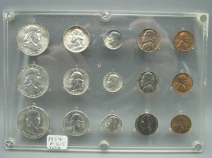 1954 P-D-S Uncirculated Mint Set | 90% Silver 50C 25C 10C US Coins Slight Toned - Picture 1 of 5