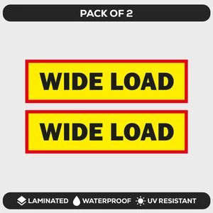 2 x Wide Load STICKERS 150mm Car Truck Caravan Lorry Vinyl Decal LAMINATED - Picture 1 of 3
