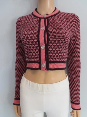 Suéter Cárdigan Recortado CHANEL 23A Rosa/Marrón F 38/US 6 Foto 1 de 4