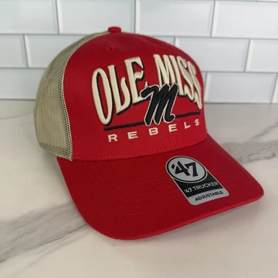 Gorra Ole Miss Rebels espalda a presión para hombre talla única NCAA fútbol camionero escritura 47 Foto 1 de 4