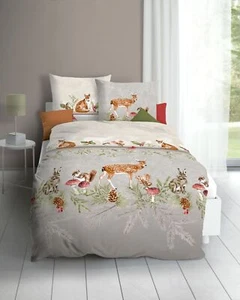 Kaeppel Fein-Biber Bettwäsche Set 2-tlg., Dessin Under the Mistletoe, Farbe natu