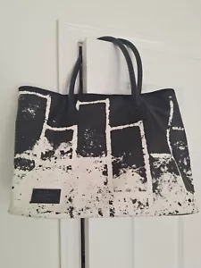 L.A.M.B. by Gwen Stefani Black/White Large Lambskin Satchel Tote Bag - Picture 1 of 15