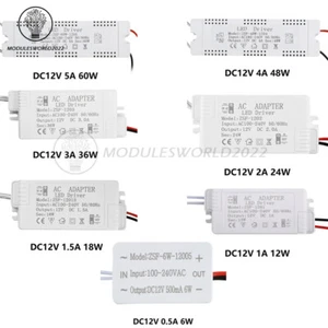 AC100-240V to DC12V 6-60W LED Driver Voltage Converter Transformer Power Supply - Picture 1 of 23