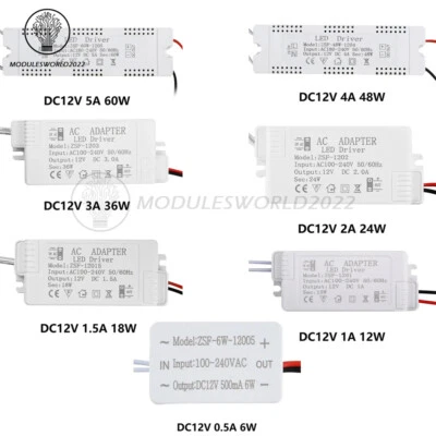 AC100-240V to DC12V 6-60W LED Driver Voltage Converter Transformer Power Supply - Image 1 of 4