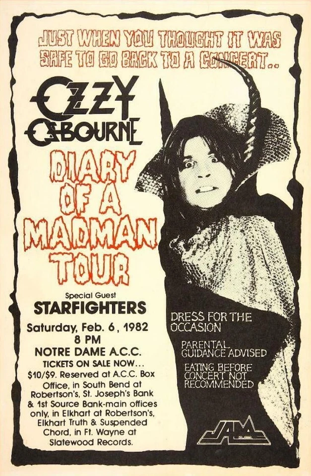 OZZY OSBOURNE 1982 DIARY OF A MADMAN TOUR ST. LOUIS POSTER / NMT 2 MINT - Image 1 of 1