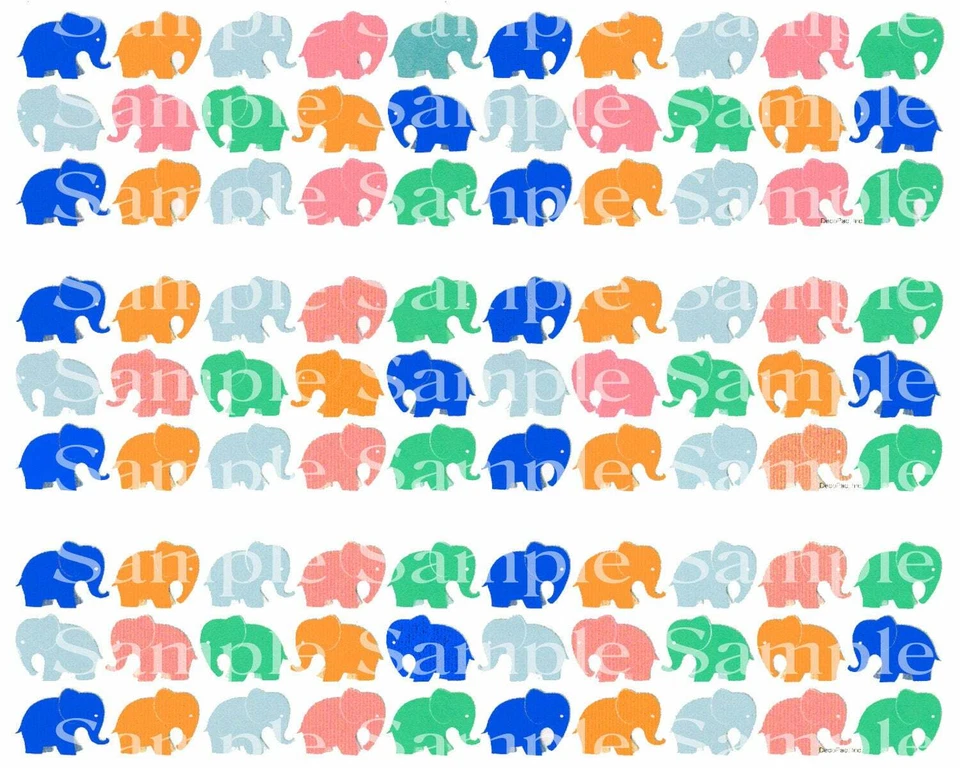 Colorful Elephants ~ Edible 2D Fondant Cake 3 Strip Side Topper ~ D24299 * - Image 1 of 1