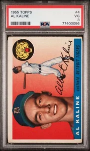 Graded 1955 Topps Al Kaline #4 2nd Year Baseball Card PSA 3 Very Good - Picture 1 of 2