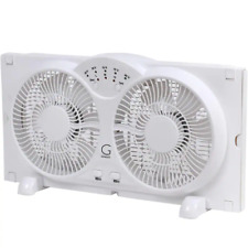 Twin Window Fan with 9 In. Blades Adjustable Thermostat and Max Cool Technology 