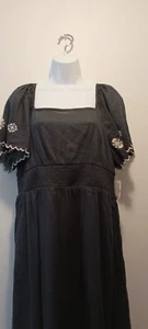 mujer viejo vestido azul marino talla grande negro blanco y bordado pico - Imagen 1 de 8