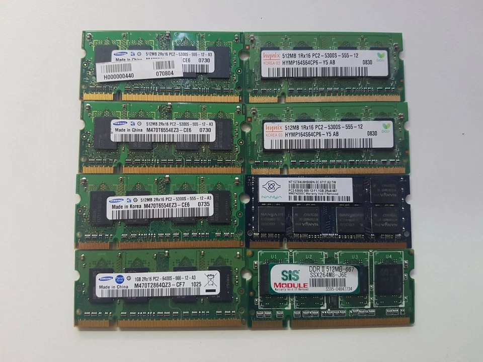 Assorted DDR2 SODIMM RAM Memory (5GB in total) - Image 1 of 1