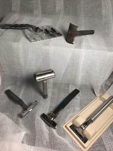 VINTAGE RAZORS Lot 6 VINTAGE ANTIQUE Shaving Safety Razors GILLETTE ATRA SCHICK - Picture 1 of 12