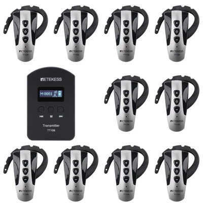 Retekess TT106 Guía Turística Sistema Audio Asistido Transmisor 10 Receptores Iglesia