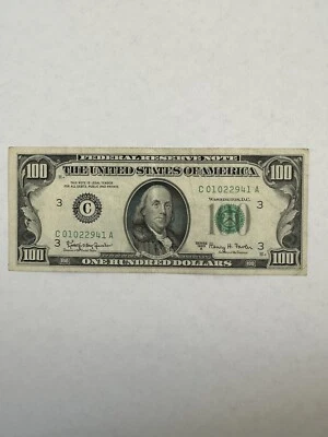 1963 A $100 Old Used U.S. Currency Serial Number # C01022941A - Image 1 of 4