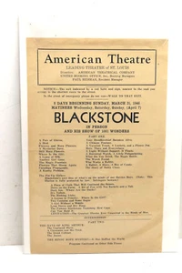 V. Raro Original 1946 American Theatre Dos Caras 6""x9"" Blackstone el Mago - Imagen 1 de 4