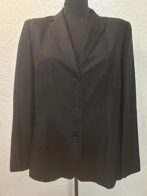 Blazer Estructurado Vintage Años 90 ANN TAYLOR Crujiente 100% SEDA Negro 3 Botones Para Mujer 8 Foto 1 de 4