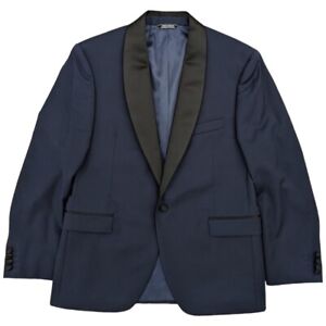 Saks Fifth Avenue Mens Navy 100% Wool Single Button Tuxedo Blazer Size 42S