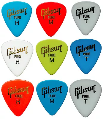 9 PÚAS GIBSON Puas Guitarra MIX Color - 9 Guitar Picks Bajo, Pure H M T  • 3.70€