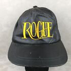 Vintage Rogue 100% Pure Brewing Black Leather Gold Embroidery Adjustable Hat Cap