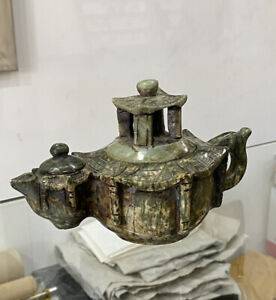 Rare Antique Chinese Jade Carving teapot Asia Jade handcrafted old 1800's Unique