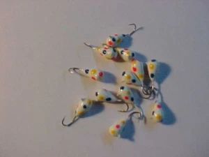 12 NEW 5mm WONDER BREAD TUNGSTEN JIGS SIZE 12 HOOKS ICE FISHING SUPER GLOW - Picture 1 of 5