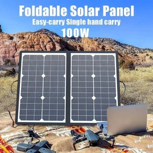 200W 18V Folding Solar Panel Blanket Flexible Mono Mat Caravan Outdoor Camping - Picture 1 of 8