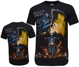 Death Angel Rider Skull Motorbike Motorcycle T- Shirt, Front & Back Print M-XL - Picture 1 of 3