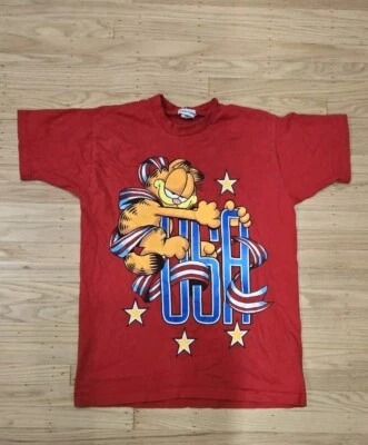 Vintage 90s Garfield "USA" T-Shirt, XL, Jerry Leigh, 4th of July Cartoon - Image 1 of 4