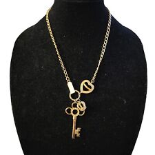 Juicy Couture Gold-Tone Statement Key Logo Heart Pave Crown Charm Necklace 19"