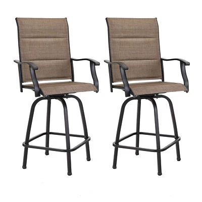 Swivel Patio Bar Stools Set of 2 Bar Height Chairs Outdoor Barstool with Padded - Image 1 of 4