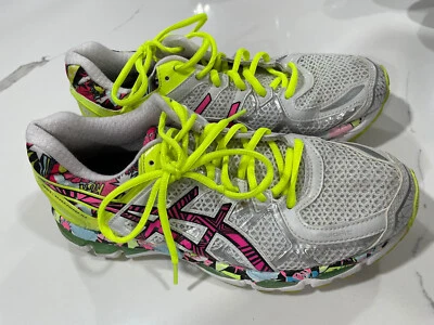 Asics Gel Kayano 21 Running Shoes White Yellow 9 Womens SHF - Image 1 of 4