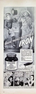 VINTAGE 1940s Print Ad ~ Bosco Milk Amplifier ~ Where There's Pep There's Iron - Picture 1 of 1
