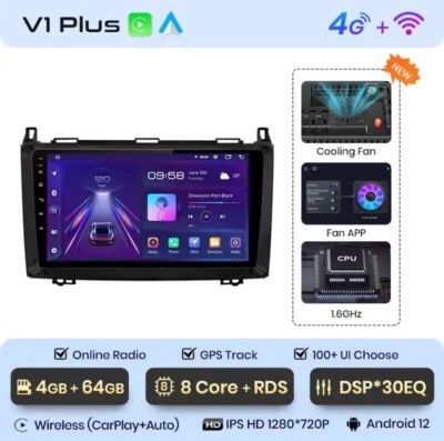 Autoradio Mercedes W169 W245 B200 W906 W639 4G+64GB 8Core CarPlay-AndroidAuto - Imagen 1 de 4