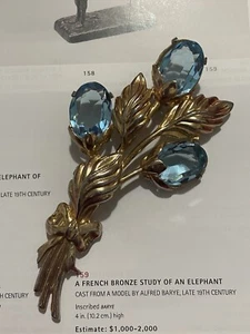 Seltene riesige Vintage Brosche mit Schmucksteinen Reja Blume Blatt aus den 1940er Jahren - Bild 1 von 3