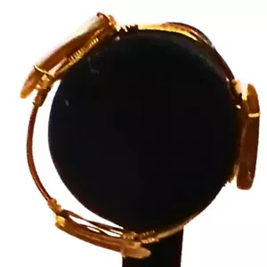 Handcrafted Bangle Bracelet Gold Natural Iridescent Shell Elegant Wire Wrapped - Picture 1 of 5
