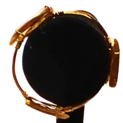 Handcrafted Bangle Bracelet Gold Natural Iridescent Shell Elegant Wire Wrapped - Image 1 of 4