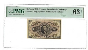 Fr. 1252 10c 3rd Issue Fractional Currency Red Back "1" on Front - PMG 63 EPQ - Picture 1 of 2