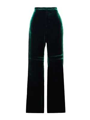 NWT Polo Ralph Lauren Velvet Straight-Leg Pant in Jade Green Silk-Blend 4 - Image 1 of 4