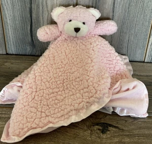 Stephan Baby Pink Teddy Bear Security Blanket Lovey Sherpa Velour Satin Cuddle - Picture 1 of 6