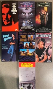 VHS BUNDLE 7 MOVIE TITLES ROBIN HOOD,HUNT FOR RED OCTOBER,CAPE FEAR,DELTA FORCE - Picture 1 of 2
