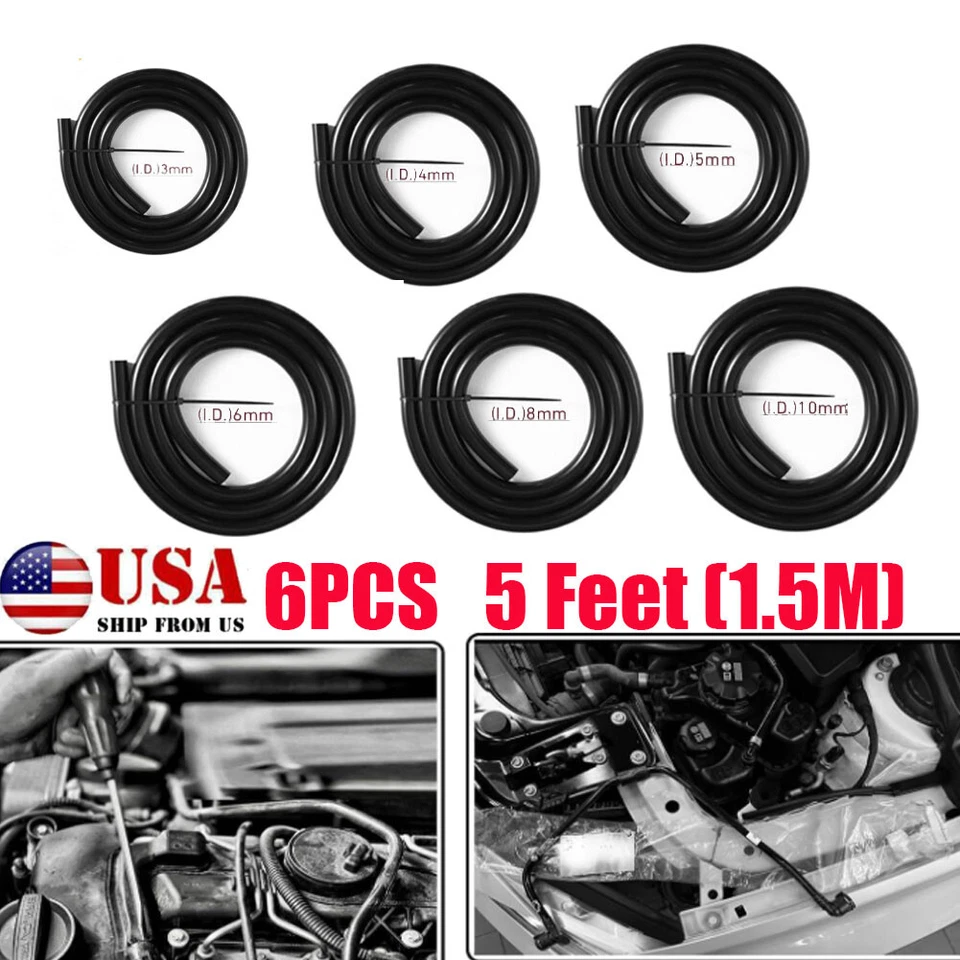 Kit de linhas de vácuo automotivas de carro de alto desempenho mangueira de vácuo silicone 6 peças 5 pés - Imagem 1 de 4