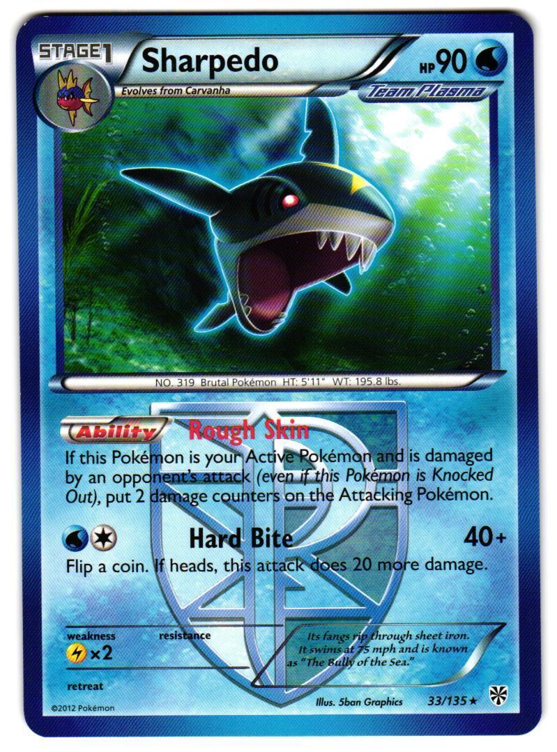 Pokemon Plasma Storm Sharpedo (Team Plasma) #33/135 Rare Lightly played