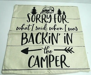 Backin In The Camper Cotton Linen Throw Pillow Cover Camper Gifts 18 x 18 - Picture 1 of 2