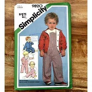 Vintage 1980s Simplicity 9820 Sewing Pattern Size 2 Overalls Jacket COMPLETE - Picture 1 of 2