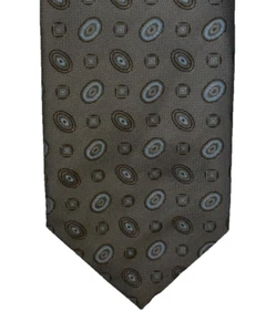 Robert Jensen Grey Hurricane Oval Woven Italian Silk Tie Hand Sewn Geometric - Picture 1 of 4