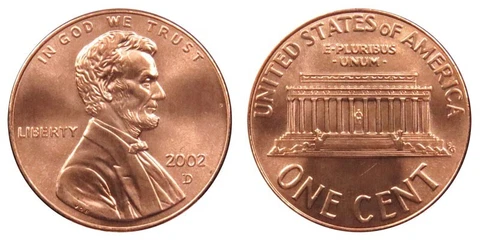 2002 D Lincoln Memorial Cent Copper Plated Zinc Penny ** ON HAND ** Cover