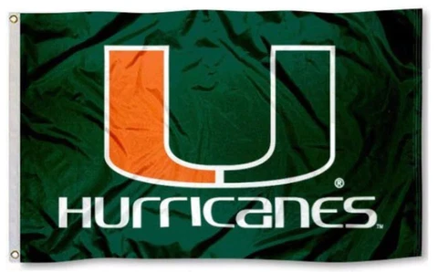 Miami Hurricanes Flag 3x5ft - With Grommets Cover